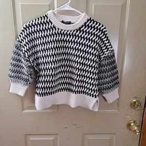 Rag & Bone Crewneck Quinn Crew Black/White Knit Sweater Petite